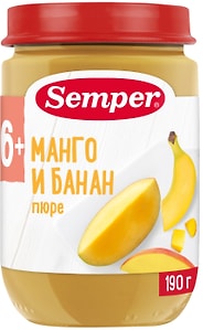 Изображение товара Пюре Semper Манго и банан с 6 месяцев 190г