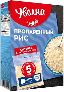 Изображение товара Рис Увелка длиннозерный пропаренный 5пак*80г