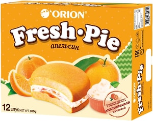 Изображение товара Пирожное Orion Fresh Pie бисквитное с апельсиновой начинкой 300г