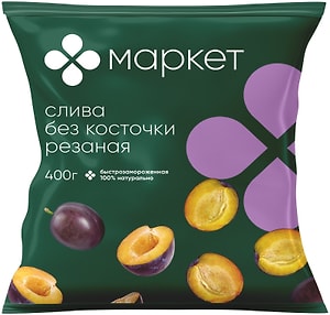 Изображение товара Слива Маркет Перекресток без косточки резаная быстрозамороженная 400г