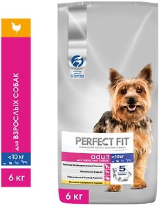 Изображение товара Сухой корм для собак Perfect Fit полнорационный  для мелких и миниатюрных пород старше одного года с курицей 6кг