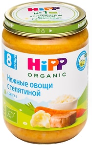 Изображение товара Пюре HiPP Нежные овощи с телятиной с 8 месяцев 190г