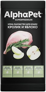 Изображение товара Крем-лакомство для кошек AlphaPet Superpremium Кролик и яблоко 48г