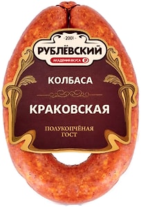 Изображение товара Колбаса Рублевский Краковская полукопченая 350г