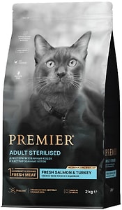 Изображение товара Сухой корм для кошек Premier Cat Salmon&Turkey Sterilised Свежее филе лосося с индейкой 2кг
