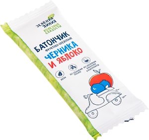 Изображение товара Батончик фруктово-ореховый Зеленая линия Черника и Яблоко 35г