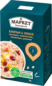Изображение товара Хлопья Маркет Перекресток 4 Злака 400г