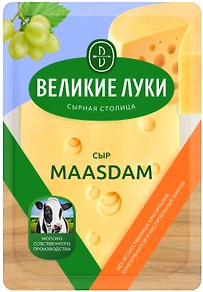 Изображение товара Сыр Великие Луки полутвердый Maasdam 45% нарезка 125г