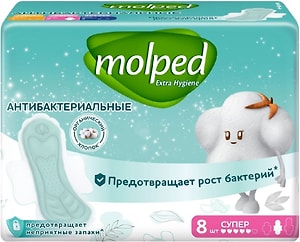 Изображение товара Прокладки Molped Extra hygiene супер с крылышками 8шт