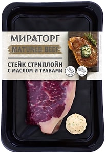 Изображение товара Стейк из говядины Мираторг Стриплойн с маслом и травами 345г