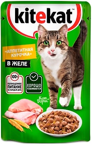 Изображение товара Влажный корм для кошек Kitekat c сочными кусочками курицы в желе 85г