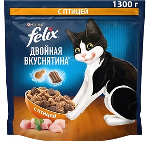 Изображение товара Сухой корм для кошек Felix Двойная Вкуснятина с птицей 1.3кг