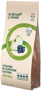 Изображение товара Сухарики Зеленая линия из Белевской пастилы с черникой без сахара 50г