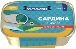 Изображение товара Сардины Ультрамарин в масле с перцем чили 120г