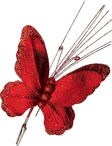Изображение товара Украшение елочное Magic Time Красная бабочка на клипсе 27*18*5см