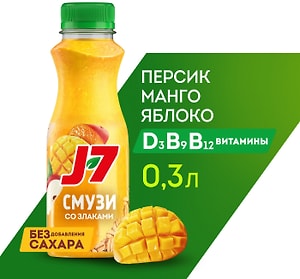 Изображение товара Коктейль J7 Полезный перекус Яблоко персик и манго 300мл
