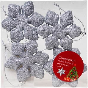 Изображение товара Набор елочных украшений Маркет Снежинки 4шт в ассортименте