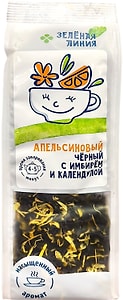 Изображение товара Чай черный Зеленая линия Апельсиновый с имбирем и календулой 90г