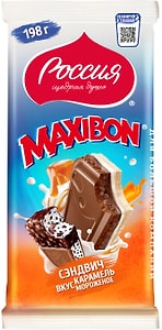 Изображение товара Шоколад Россия - щедрая душа Молочный Maxibon Сэндвич Карамель-Мороженое 198г