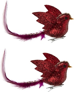 Изображение товара Набор елочных украшений Magic Time Птички красные на клипсе 5*18*5см 2шт