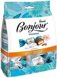 Изображение товара Конфеты Konti Bonjour Coconut Карамель-Кокос-Миндаль 200г