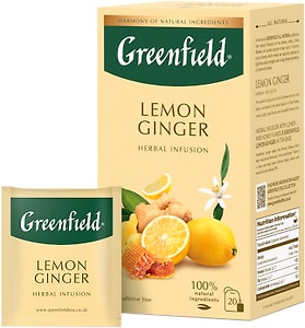 Изображение товара Напиток чайный Greenfield Lemon Ginger 20*1.5г