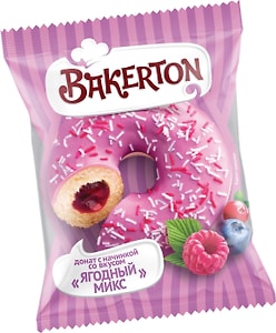 Изображение товара Донат Bakerton Ягодный микс глазированный 70г