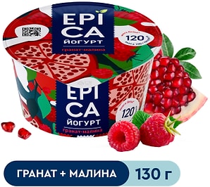 Изображение товара Йогурт Epica с гранатом и малиной 4.8% 130г