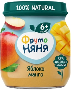 Изображение товара Пюре ФрутоНяня из Яблок и Манго с 6 месяцев 100г