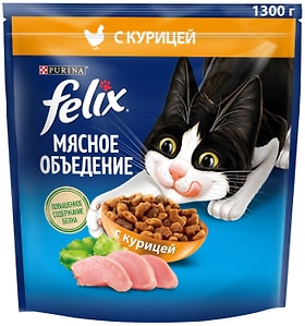Изображение товара Сухой корм для кошек Felix Мясное объедение с курицей 1.3кг