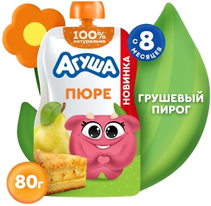 Изображение товара Пюре Агуша Грушевый Пирог фруктовое со злаками для детей с 8 месяцев 80г