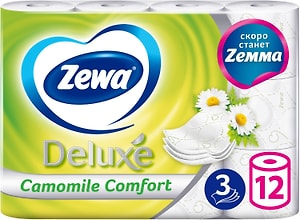 Изображение товара Туалетная бумага Zewa Deluxe Camomile Comfort 12 рулонов 3 слоя