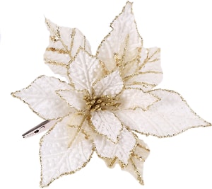 Изображение товара Украшение елочное Magic Time Белый с золотом цветок на клипсе 29*29*22.5см