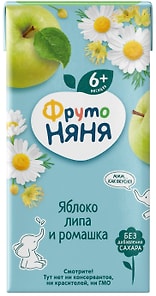 Изображение товара Напиток ФрутоНяня Яблоко с липой и ромашкой с 6 месяцев 200мл