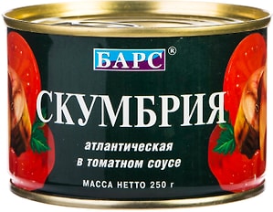 Изображение товара Скумбрия БАРС атлантическая в томатном соусе 250г