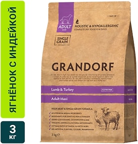 Изображение товара Сухой корм для собак Grandorf Adult Maxi для крупных пород с ягненком и индейкой 3кг
