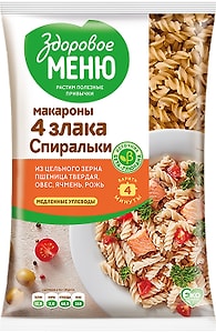 Изображение товара Макароны Здоровое меню 4 злака Спиральки 400г