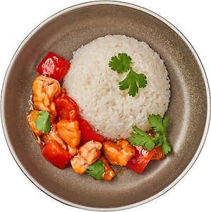 Изображение товара Курица Перекресток Select с ананасами в кисло-сладком соусе и рисом 220г