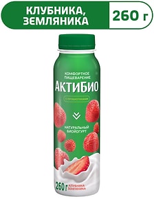 Изображение товара Био йогурт питьевой АКТИБИО С бифидобактериями клубника земляника 1.5% 260г