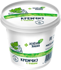 Изображение товара Сыр Зеленая линия Кремчиз с травами мягкий сливочный 70% 140г