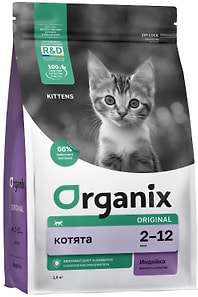 Изображение товара Сухой корм для котят Organix Original с индейкой, фруктами и овощами 1.5кг