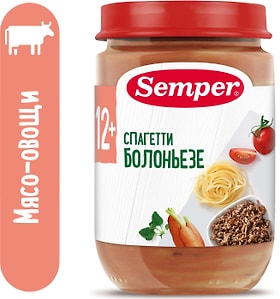 Изображение товара Пюре Semper Спагетти Болоньезе с 12 месяцев 190г