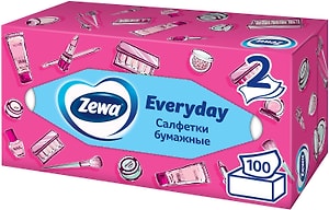 Изображение товара Салфетки бумажные Zewa Everyday косметические 2 слоя 100шт