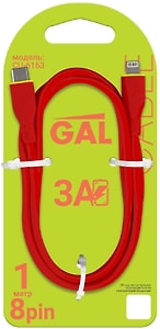 Изображение товара Кабель для зарядки и передачи данных Gal мультимедийный Type-С 8 pin 1м в ассортименте