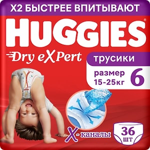 Изображение товара Подгузники трусики Huggies Dry Expert 6 размер XXL 15-25кг 36шт