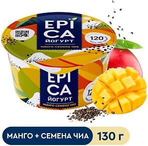 Изображение товара Йогурт Epica с манго и семенами чиа 5% 130г