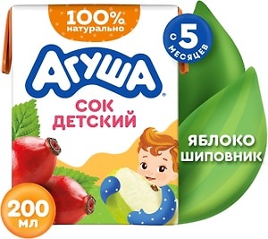 Изображение товара Сок Агуша Яблоко-шиповник 200мл