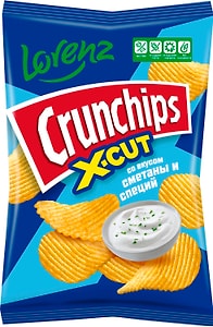 Изображение товара Чипсы картофельные рифленые LORENZ Crunchips X-Cut со вкусом сметаны и специй 130г