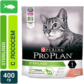 Изображение товара Сухой корм для стерилизованных кошек Pro Plan Optirenal Sterilised с лососем 400г