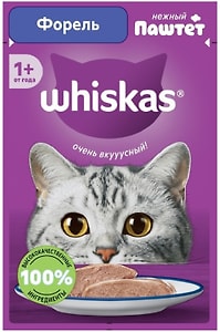 Изображение товара Влажный корм для кошек Whiskas Форель паштет 75г